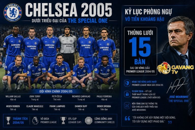 Đội hình Chelsea 2005 và kỷ lục thủng lưới 15 bàn của Mourinho
