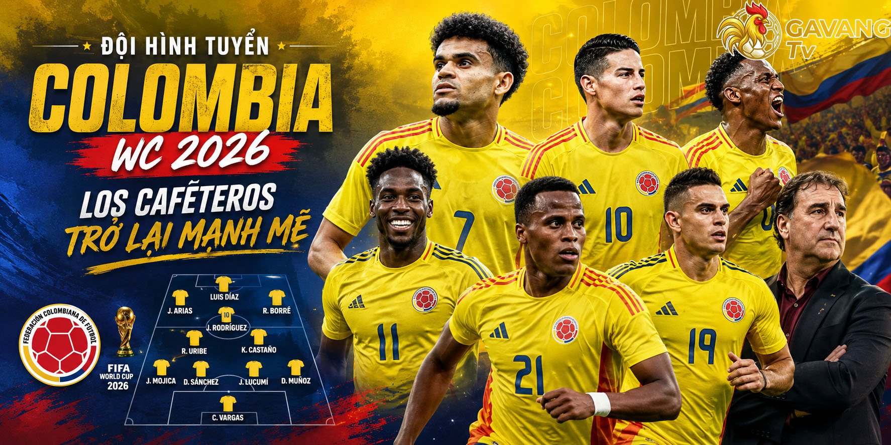 Đội hình tuyển Colombia WC 2026: Los Cafeteros trở lại mạnh mẽ