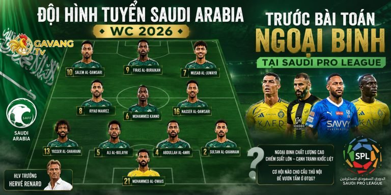 Đội hình tuyển Saudi Arabia WC 2026 trước bài toán ngoại binh tại Saudi Pro League