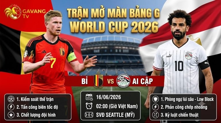 Nhận định trực tiếp trận đấu Bỉ vs Ai Cập tại bảng G World Cup 2026 - Gavang TV