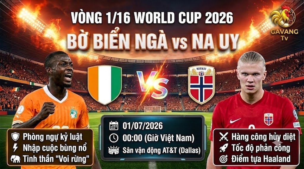 Nhận định bóng đá Bờ Biển Ngà vs Na Uy tại vòng 1/16 World Cup 2026 - Gavang TV