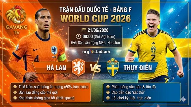 Nhận định bóng đá Hà Lan vs Thụy Điển bảng F World Cup 2026 - Cuộc đối đầu hấp dẫn giữa Van Dijk và Gyokeres trên Gavang TV.