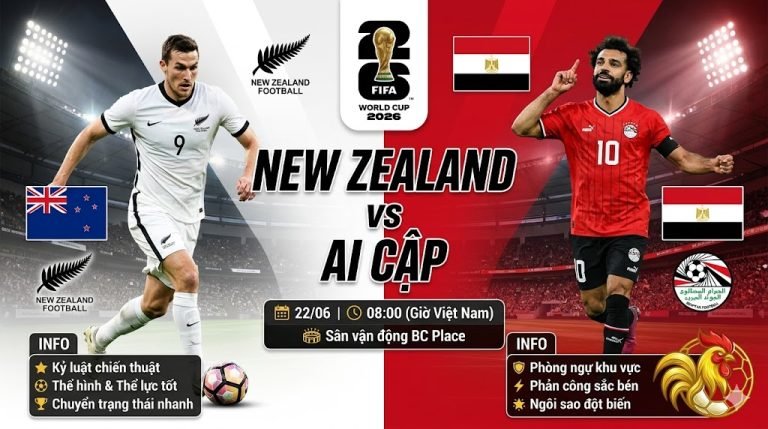 Nhận định trực tiếp trận đấu New Zealand vs Ai Cập tại bảng G World Cup 2026, cuộc đối đầu giữa Chris Wood và siêu sao Mohamed Salah.