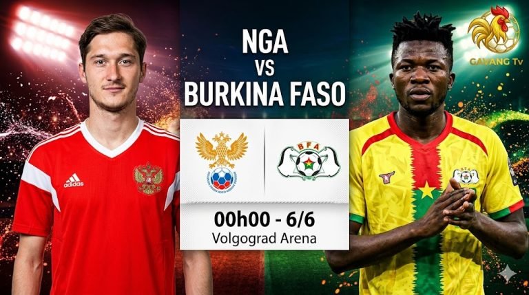 Thumbnail banner nhận định trận giao hữu quốc tế Nga vs Burkina Faso tại Gavang TV, hiển thị Miranchuk và Tapsoba.
