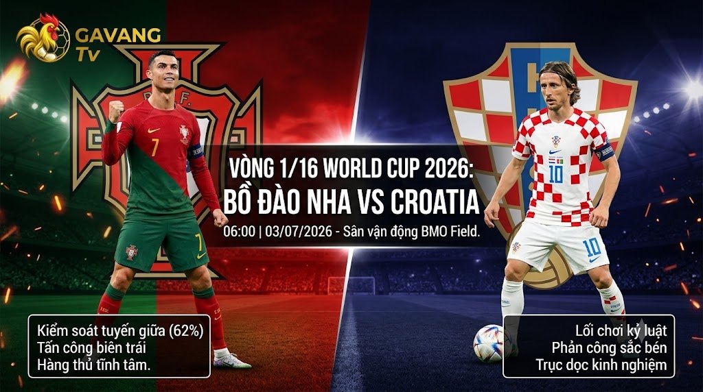 Nhận định trận đại chiến Bồ Đào Nha vs Croatia tại vòng 1/16 World Cup 2026 với sự góp mặt của Cristiano Ronaldo và Luka Modric.